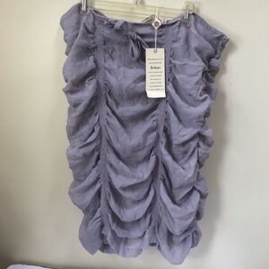 Solitaire NEW Ruched Gathered Drape Boho Skirt Straight Lightweight Neutral Tags